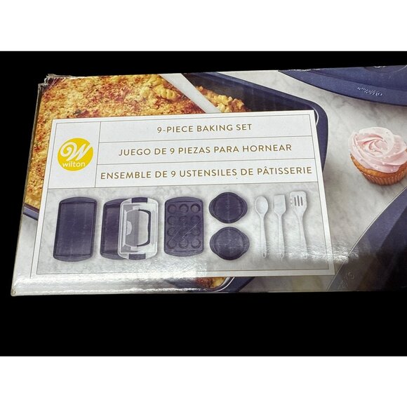 Non-Stick Diamond-Infused Navy Blue Baking Set with Utensils, 9-Piece New In Box - Picture 2 of 3